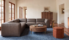 Form Slate Brown Leather Classic L-Shaped Modular Sectional - Ornate Home