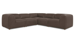 Form Slate Brown Leather Classic L-Shaped Modular Sectional - Ornate Home