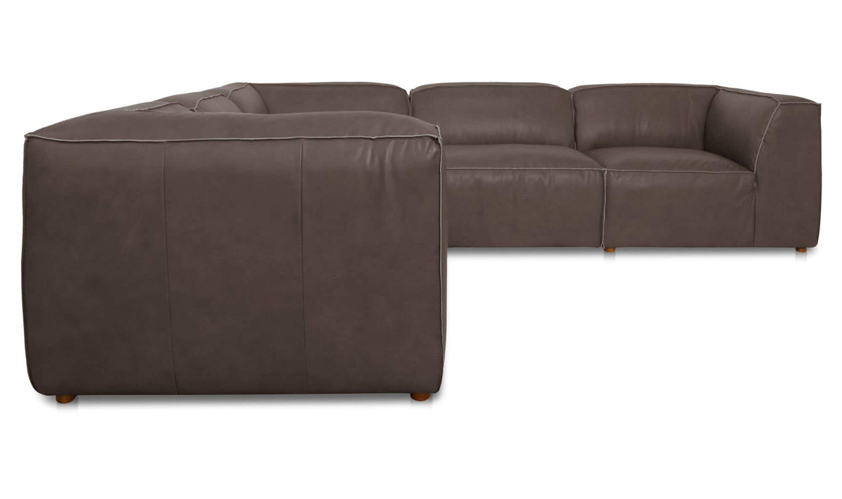 Form Slate Brown Leather Classic L-Shaped Modular Sectional - Ornate Home