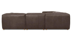 Form Slate Brown Leather Classic L-Shaped Modular Sectional - Ornate Home