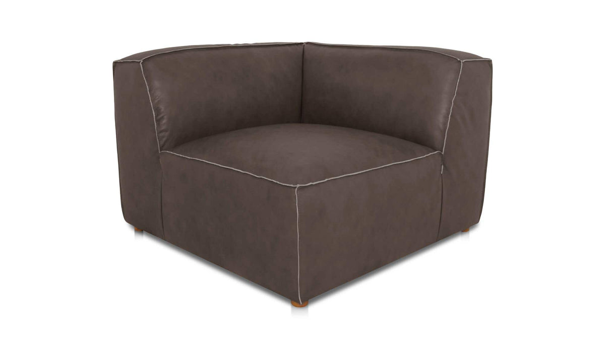 Form Slate Brown Leather Corner Chair - Ornate Home