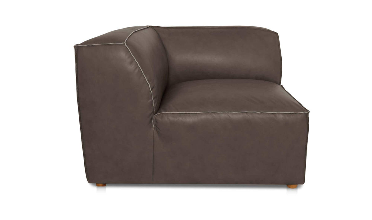 Form Slate Brown Leather Corner Chair - Ornate Home