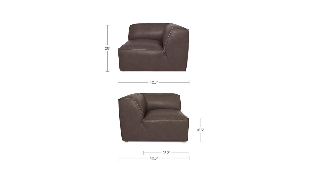 Form Slate Brown Leather Corner Chair - Ornate Home