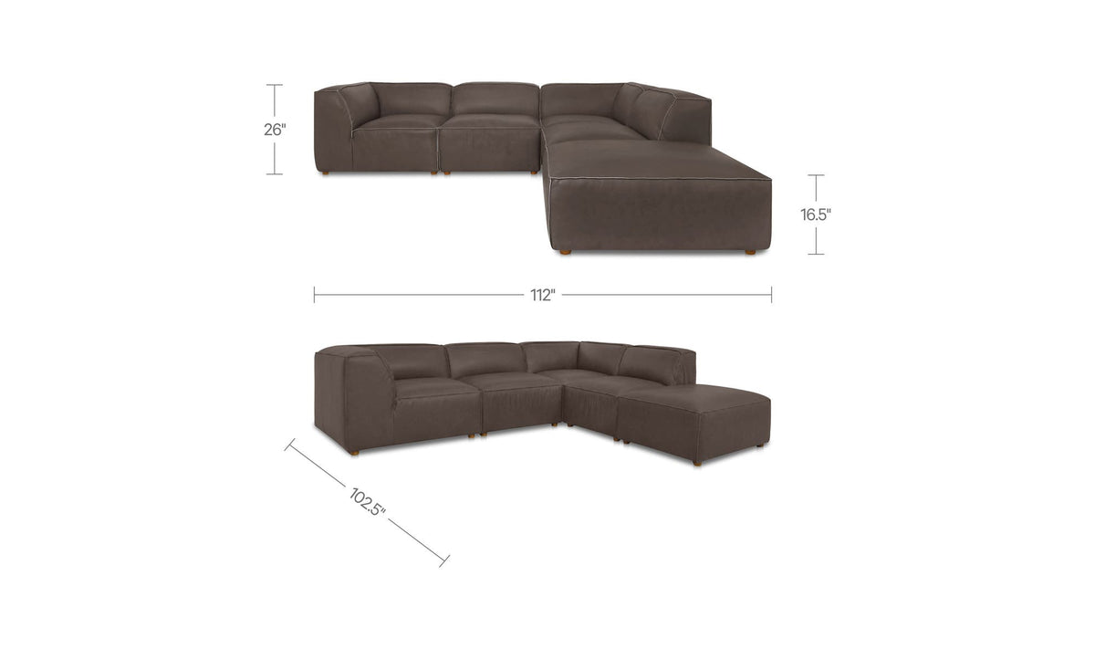 Form Slate Brown Leather Dream Modular Sectional - Ornate Home