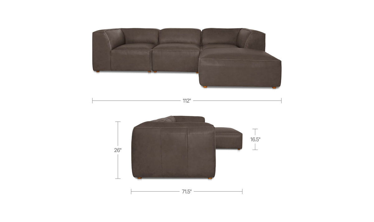 Form Slate Brown Leather Lounge Modular Sectional - Ornate Home