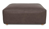 Form Slate Brown Leather Ottoman - Ornate Home