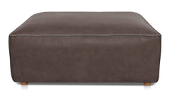 Form Slate Brown Leather Ottoman - Ornate Home