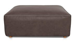 Form Slate Brown Leather Ottoman - Ornate Home