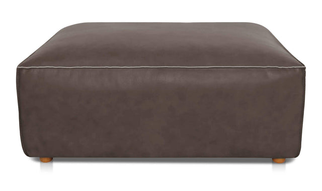 Form Slate Brown Leather Ottoman - Ornate Home