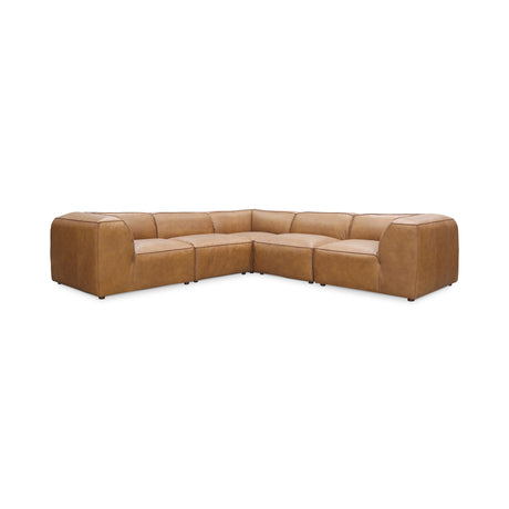 Form Tan Leather Classic L Shaped Modular Sectional - Ornate Home