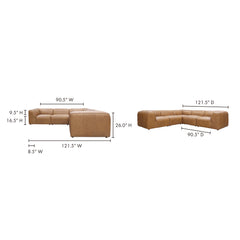 Form Tan Leather Classic L Shaped Modular Sectional - Ornate Home