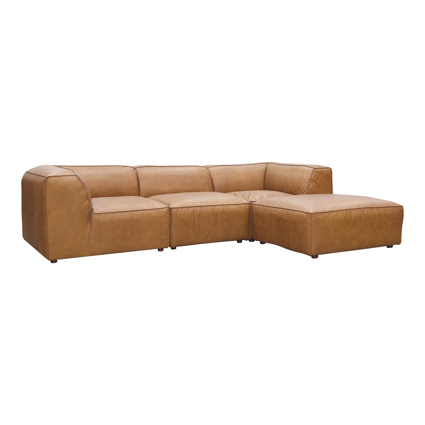 Form Tan Leather Lounge Modular Sectional - Ornate Home