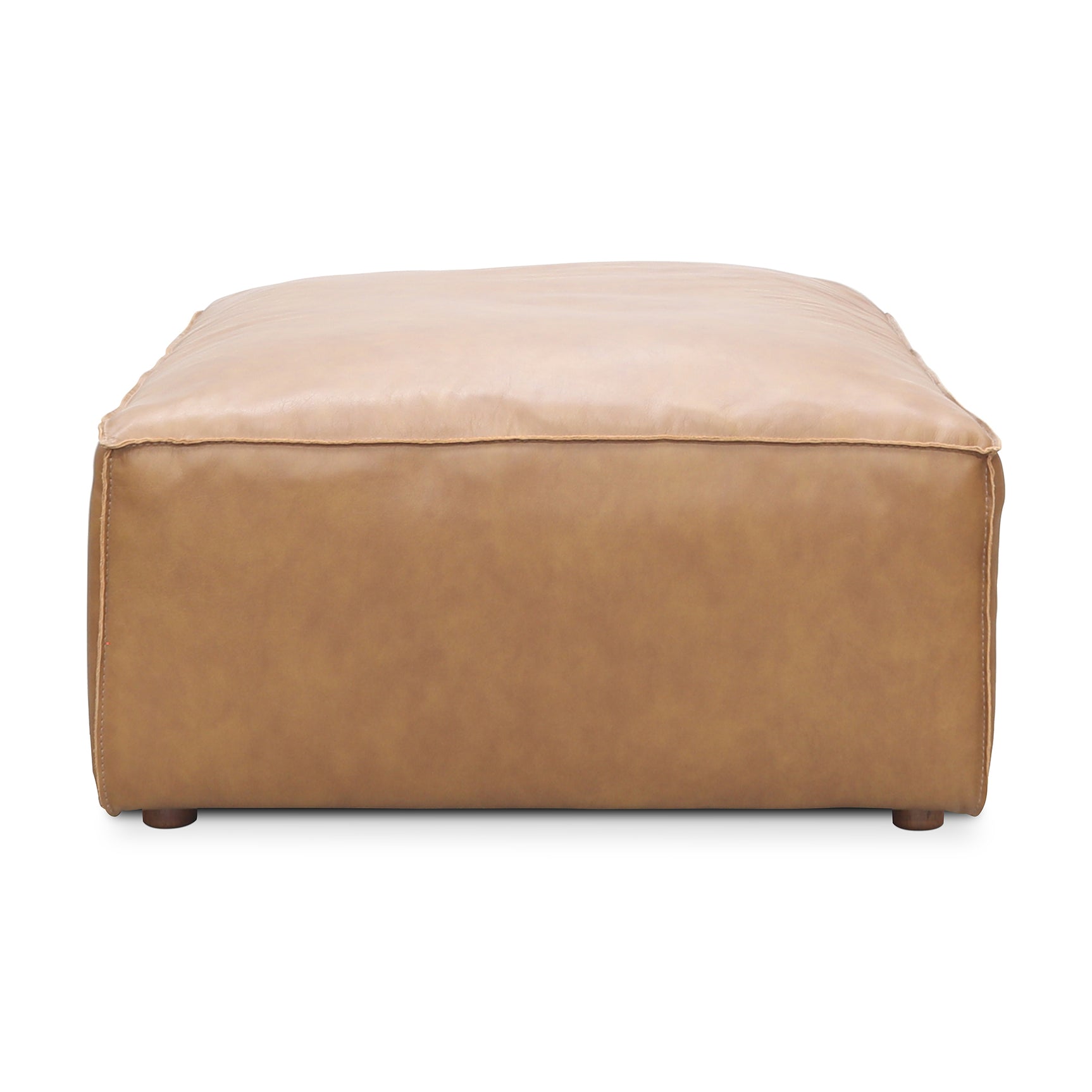 Form Tan Leather Ottoman - Ornate Home