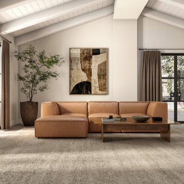Form Tan Leather Ottoman - Ornate Home