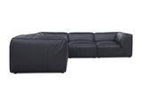 Form Vantage Black Leather Classic L Shaped Modular Sectional - Ornate Home