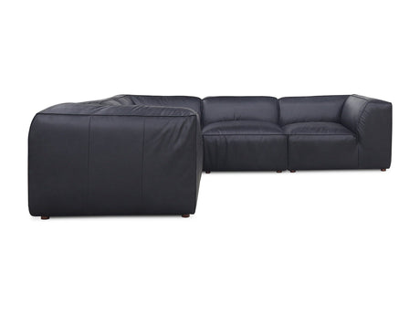 Form Vantage Black Leather Classic L Shaped Modular Sectional - Ornate Home