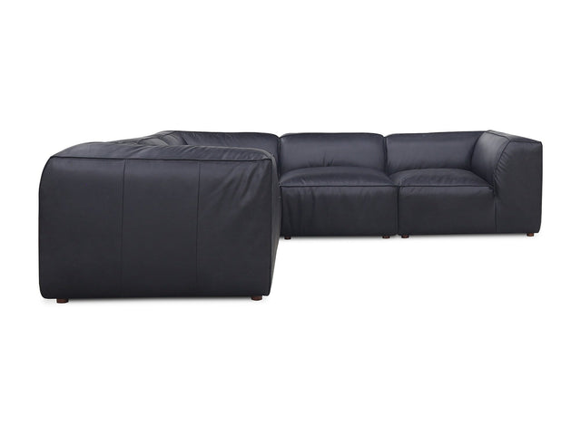Form Vantage Black Leather Classic L Shaped Modular Sectional - Ornate Home