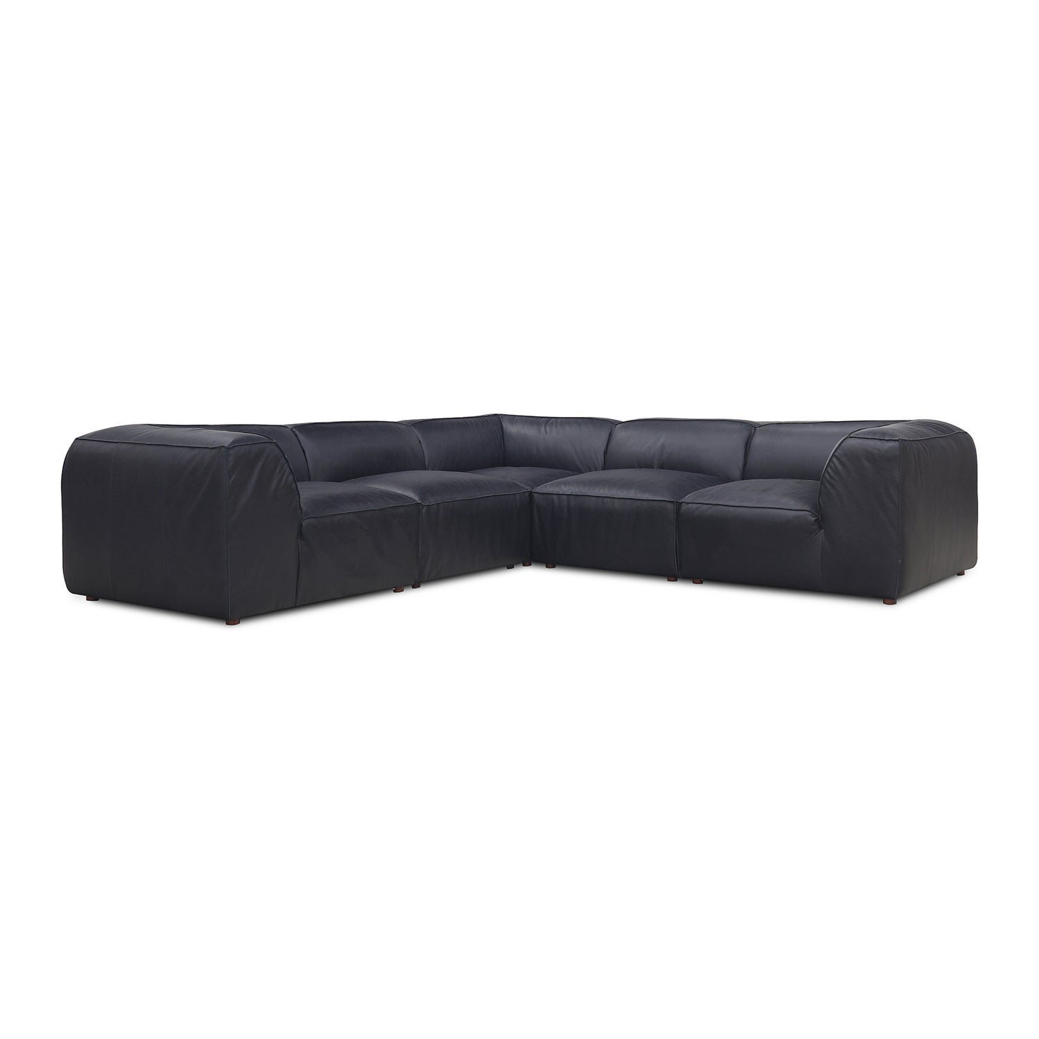 Form Vantage Black Leather Classic L Shaped Modular Sectional - Ornate Home