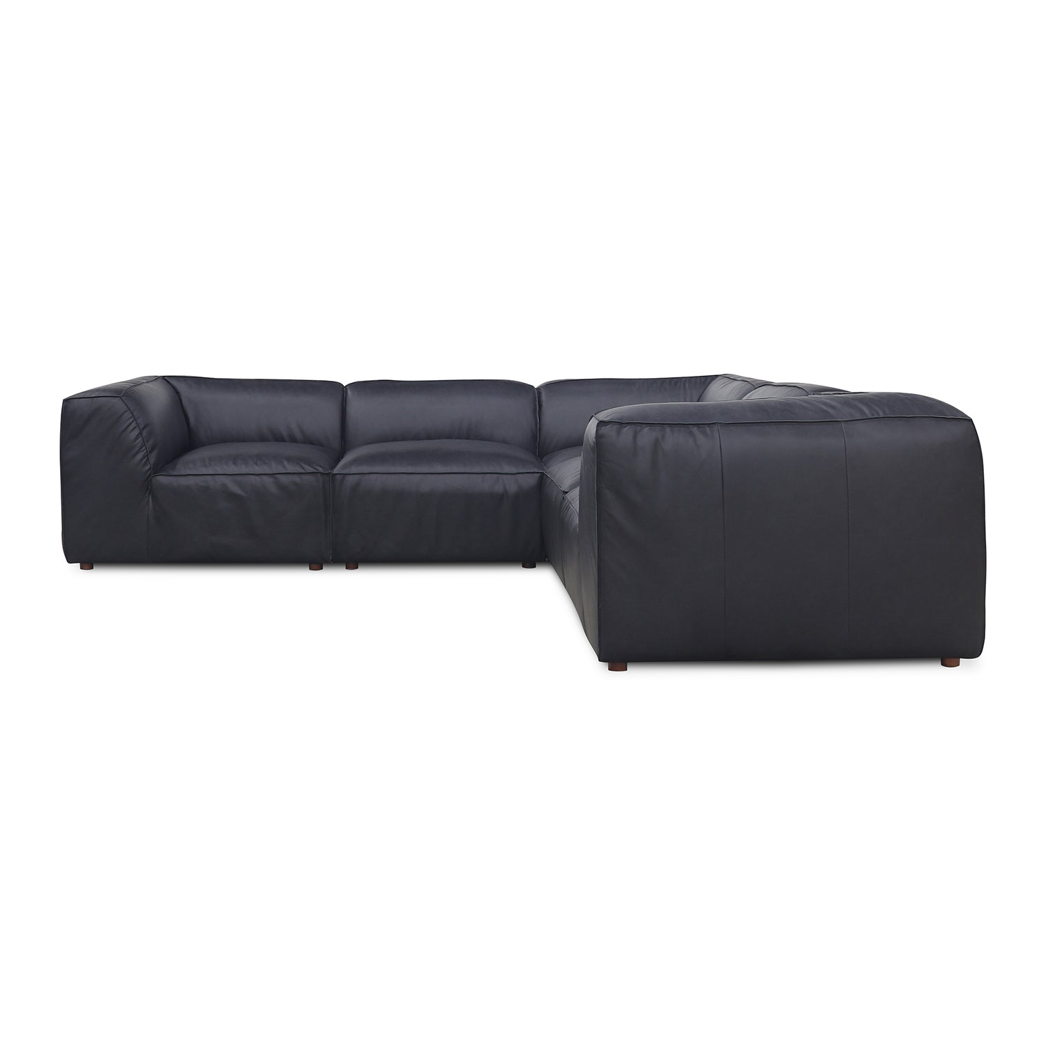 Form Vantage Black Leather Classic L Shaped Modular Sectional - Ornate Home