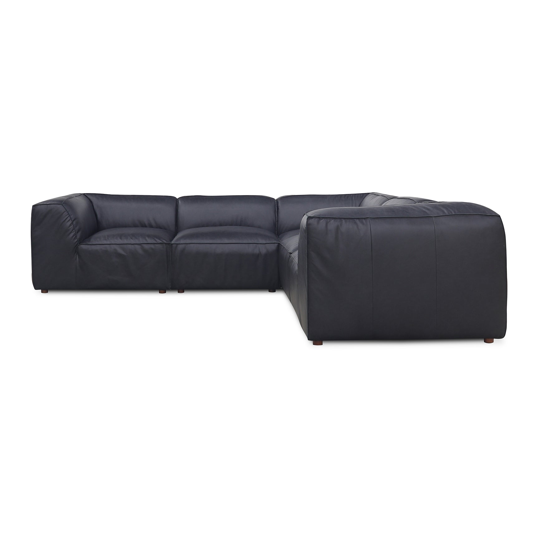 Form Vantage Black Leather Classic L Shaped Modular Sectional - Ornate Home