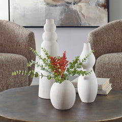 Forma White Ceramic Vases (Set of 3) - Ornate Home