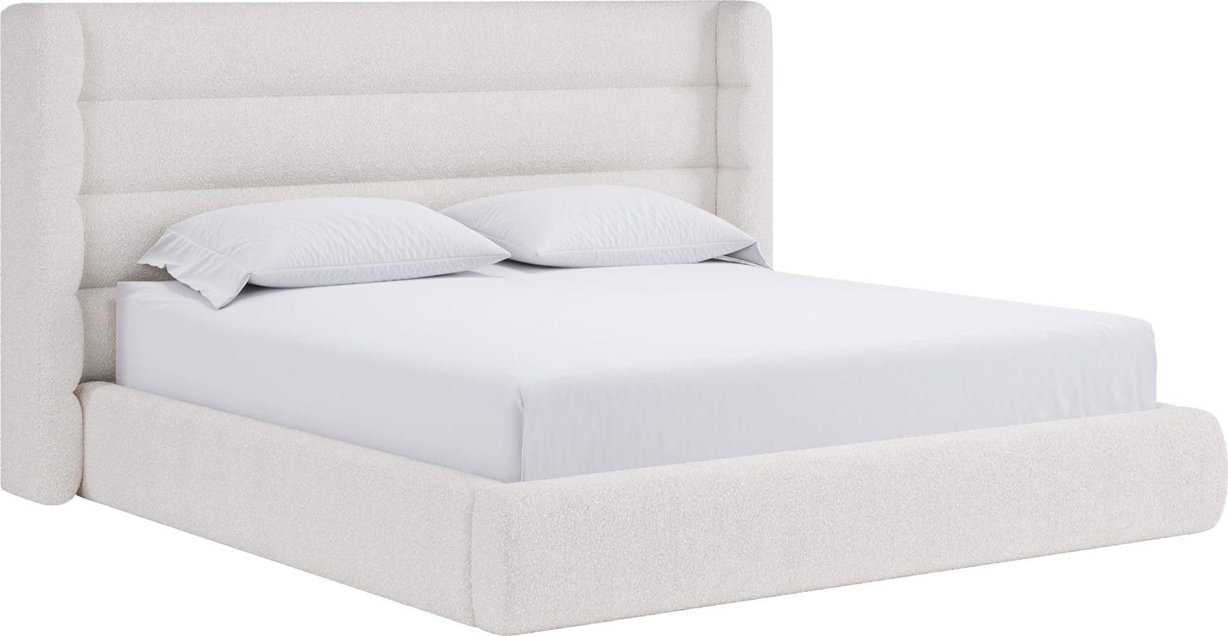 Formosa Frank Cottage Cheese King Wingback Upholstered Platform Bed - Ornate Home