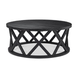 Forsey Black Solid Wood Round Coffee Table - Ornate Home