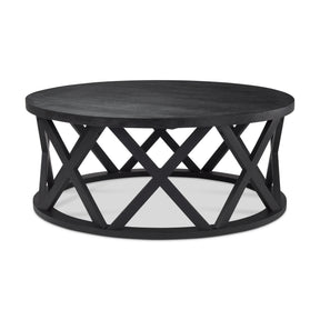 Forsey Black Solid Wood Round Coffee Table - Ornate Home