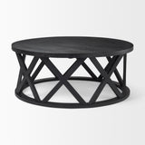 Forsey Black Solid Wood Round Coffee Table - Ornate Home