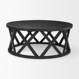 Forsey Black Solid Wood Round Coffee Table - Ornate Home