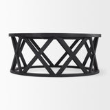 Forsey Black Solid Wood Round Coffee Table - Ornate Home
