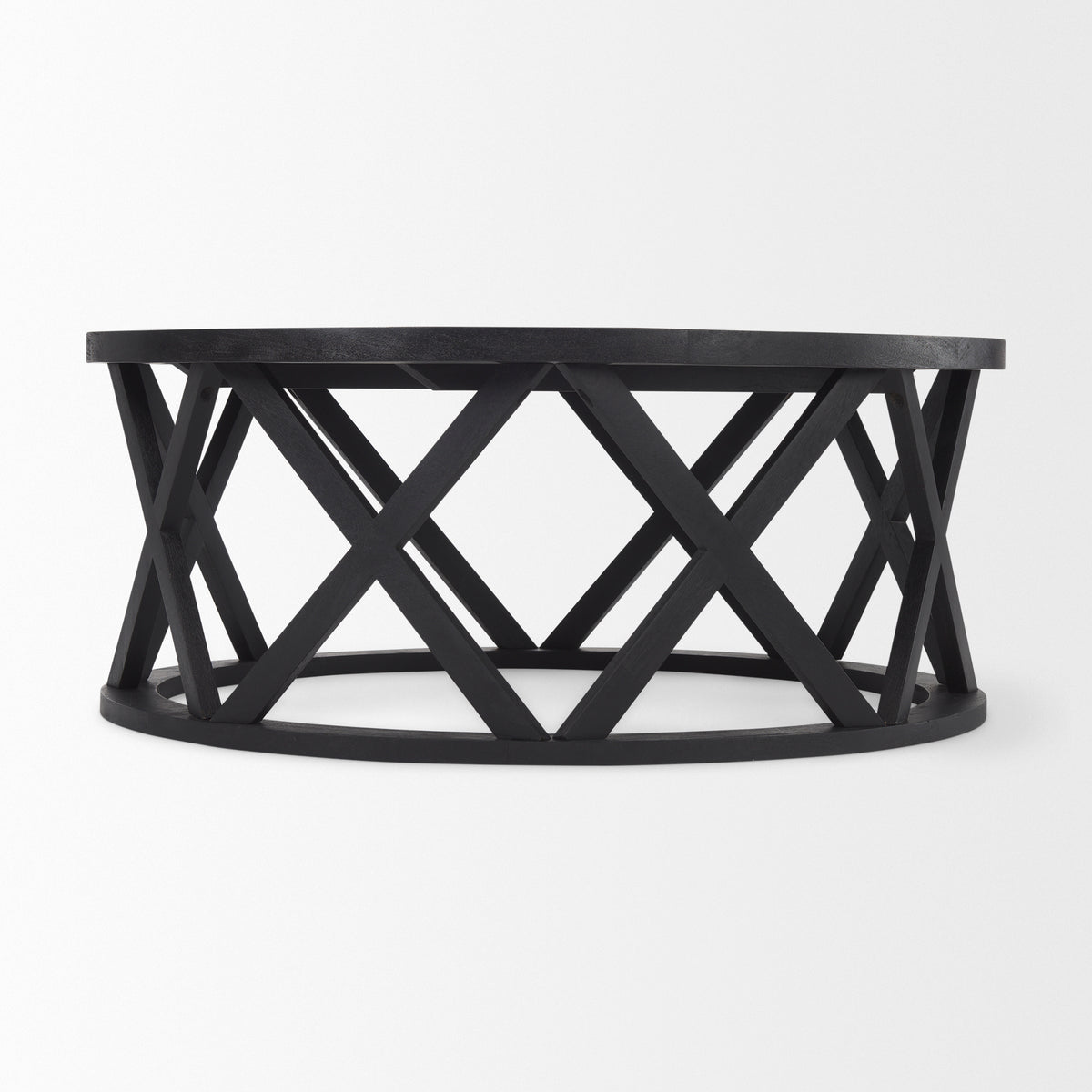 Forsey Black Solid Wood Round Coffee Table - Ornate Home