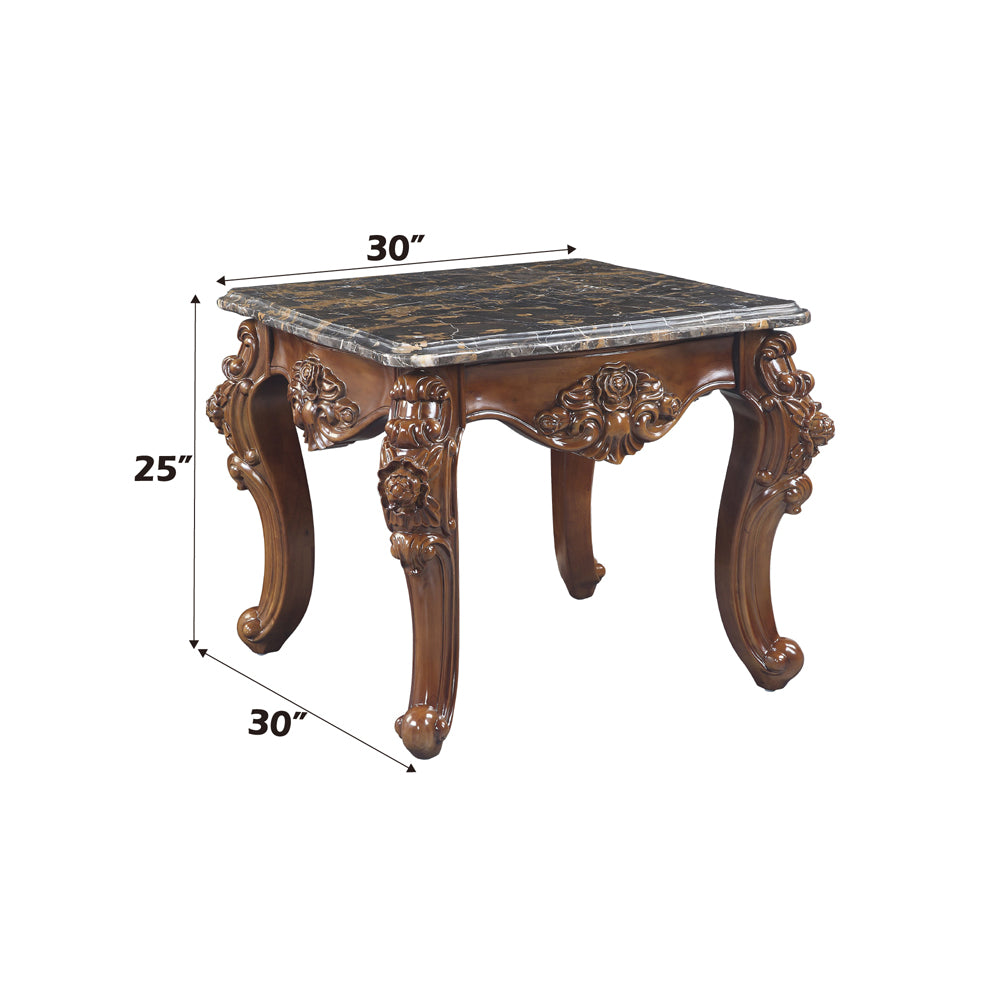 Forsythia End Table in Marble/Walnut - Ornate Home