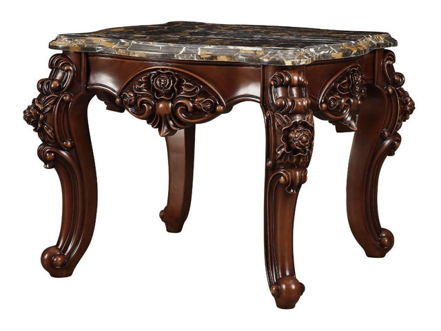 Forsythia End Table in Marble/Walnut - Ornate Home