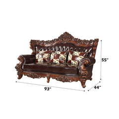 Forsythia Espresso Top Grain Leather Match & Walnut Sofa - Ornate Home
