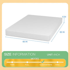 Forsythia White 8" Queen Green Tea Gel Memory Foam Mattress - Ornate Home