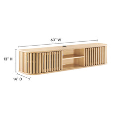 Fortitude Oak 63" Wall-Mounted TV Stand - Ornate Home
