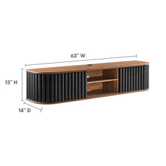 Fortitude Walnut/Black 63" Wall-Mounted TV Stand - Ornate Home