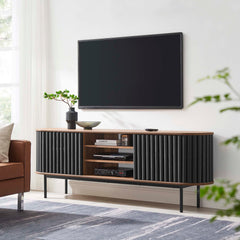 Fortitude Walnut/Black 71" TV Stand - Ornate Home