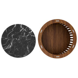 Fortitude Walnut/Black Round Faux Marble Top Nesting Coffee Table - Ornate Home