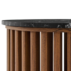 Fortitude Walnut/Black Round Faux Marble Top Nesting Coffee Table - Ornate Home