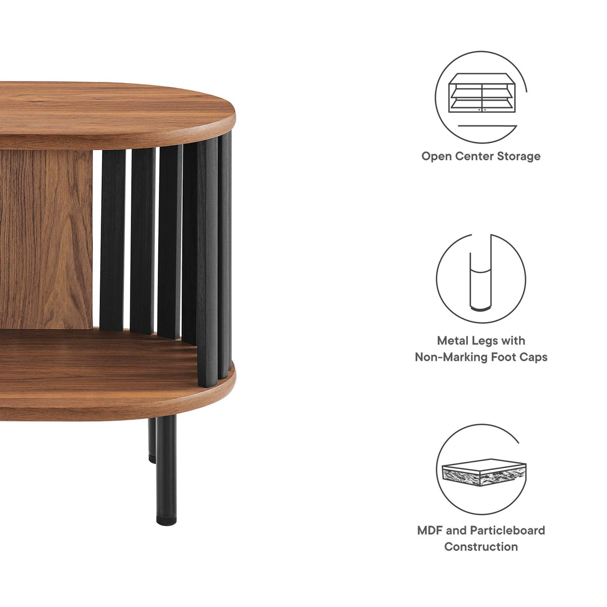 Fortitude Walnut/Black Side Table - Ornate Home