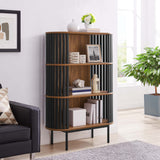 Fortitude Walnut/Black Three Tier Display Cabinet - Ornate Home