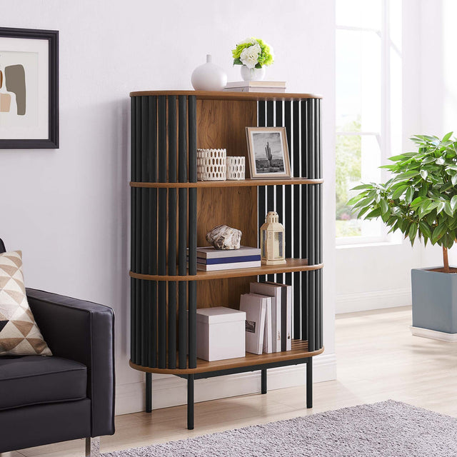Fortitude Walnut/Black Three Tier Display Cabinet - Ornate Home
