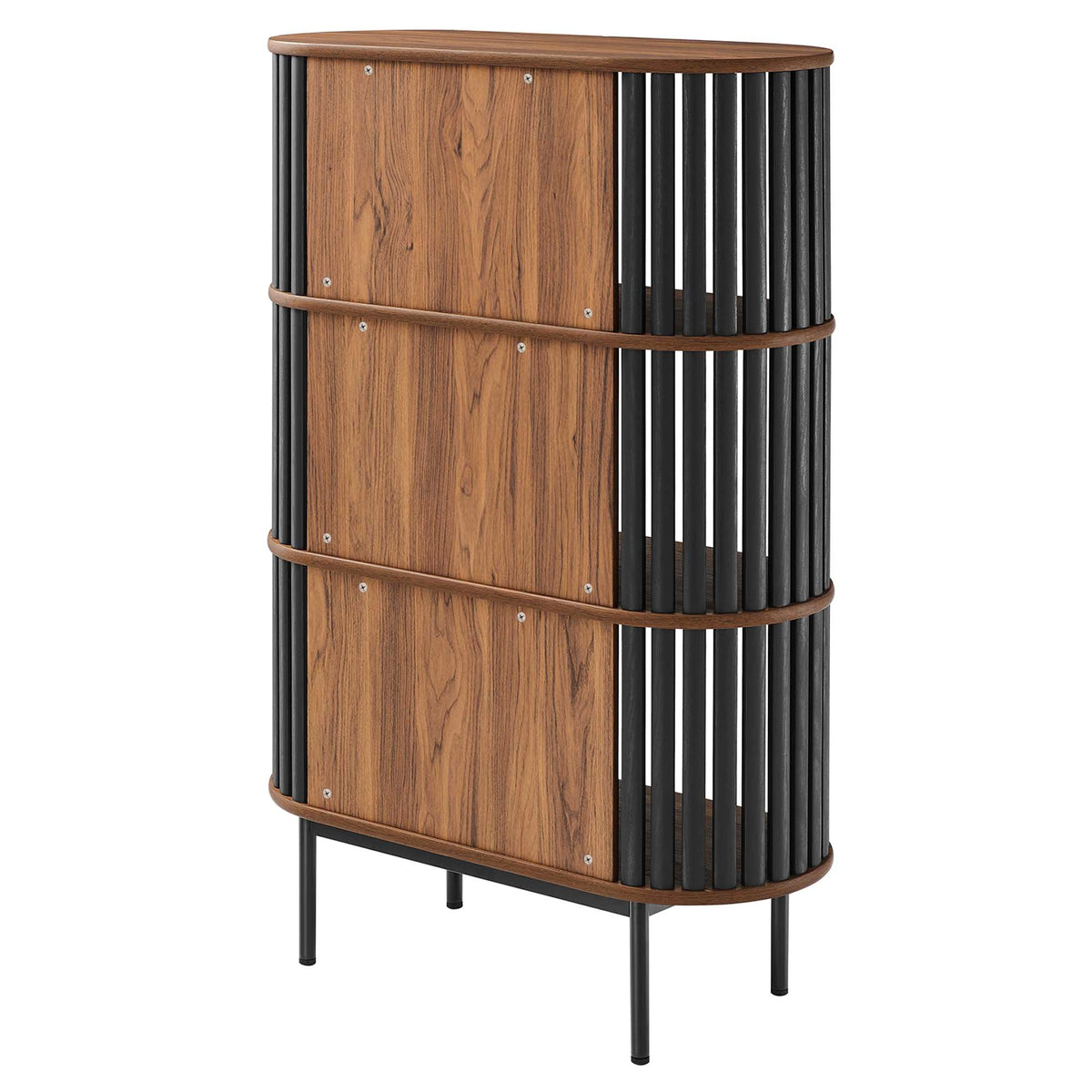 Fortitude Walnut/Black Three Tier Display Cabinet - Ornate Home