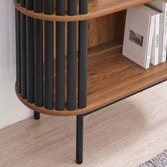Fortitude Walnut/Black Three Tier Display Cabinet - Ornate Home