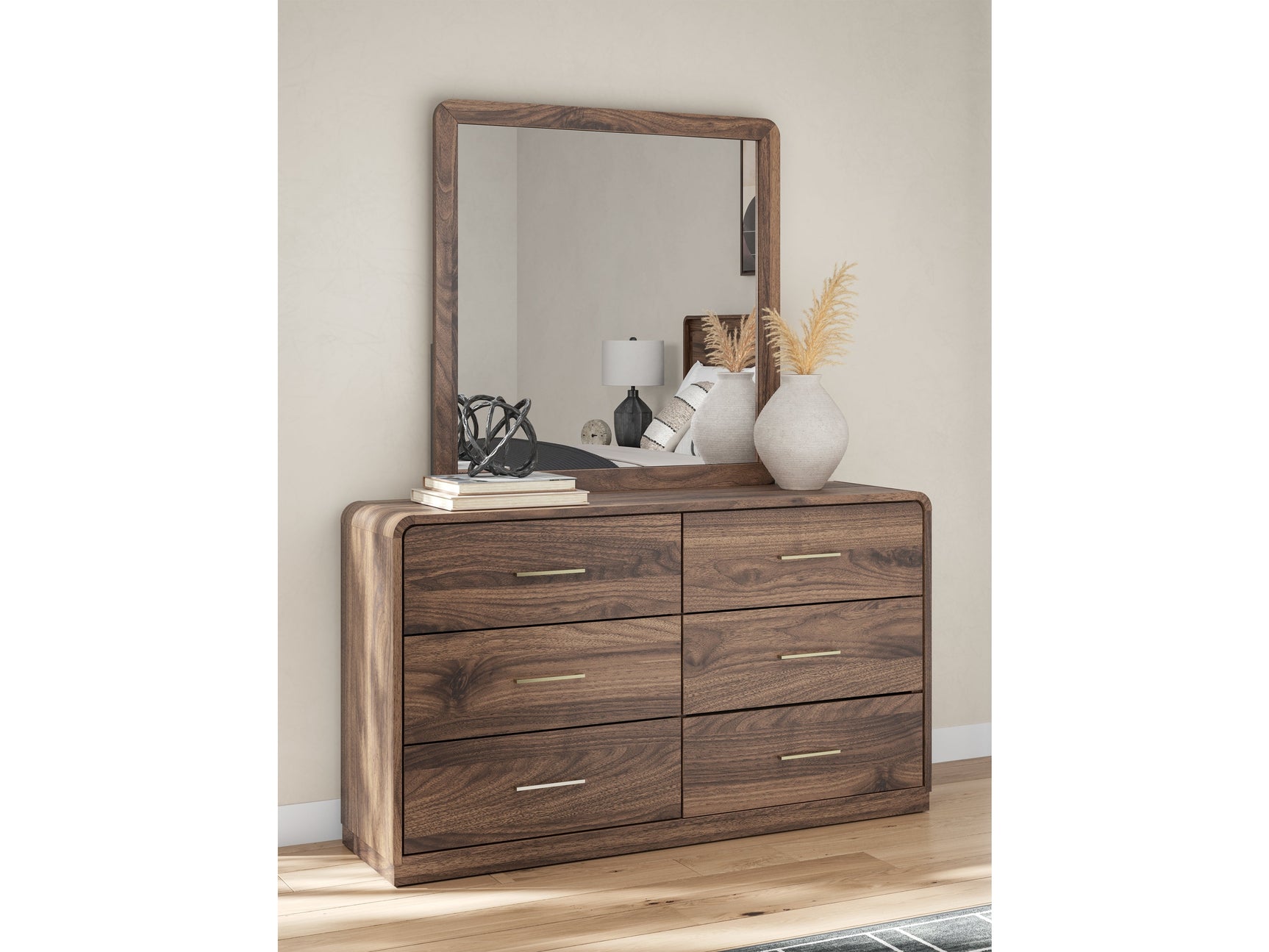 Fortlorn Walnut Brown Dresser and Mirror - Ornate Home