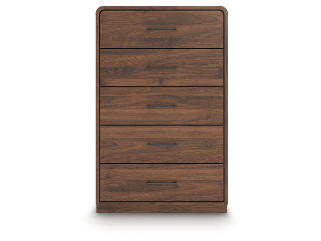 Fortlorn Walnut Brown Five Drawer Chest (Online Special Price) - Ornate Home