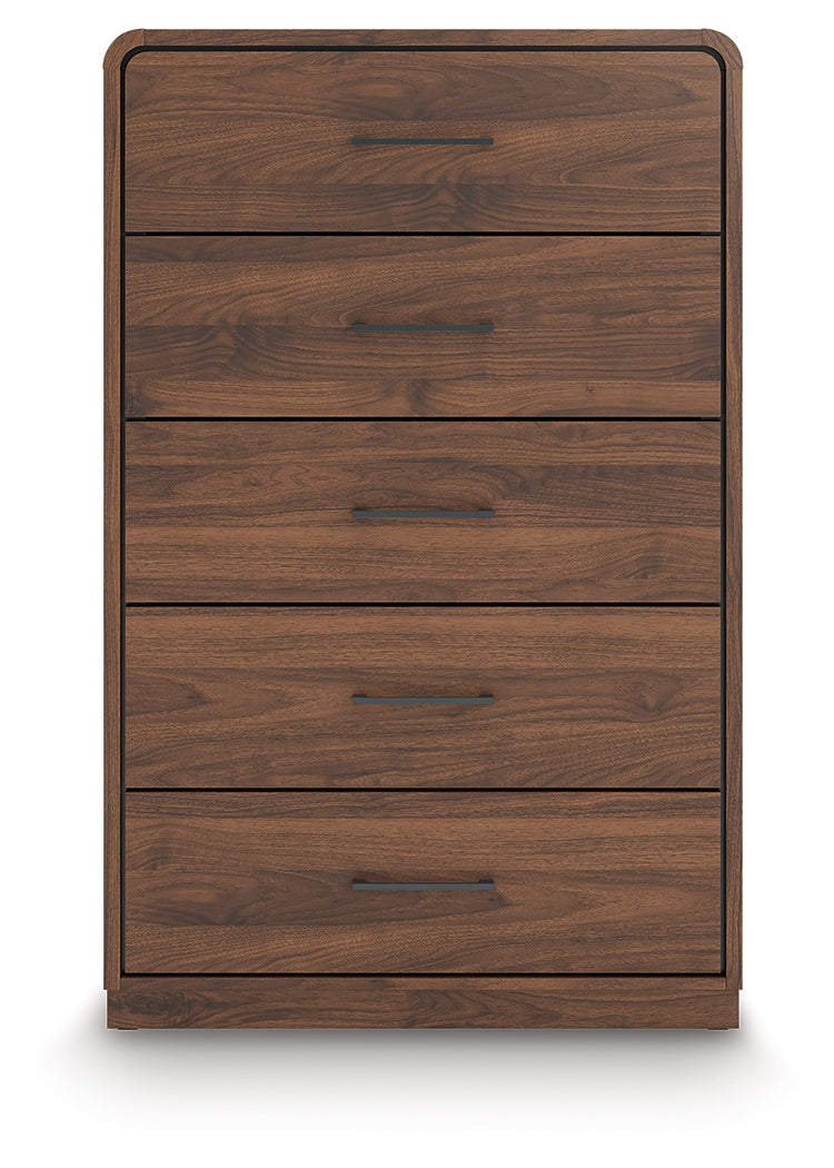 Fortlorn Walnut Brown Five Drawer Chest (Online Special Price) - Ornate Home
