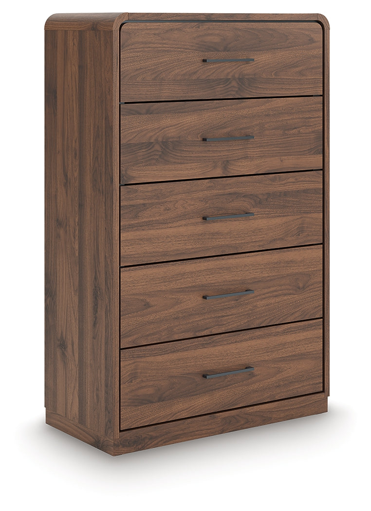 Fortlorn Walnut Brown Five Drawer Chest (Online Special Price) - Ornate Home
